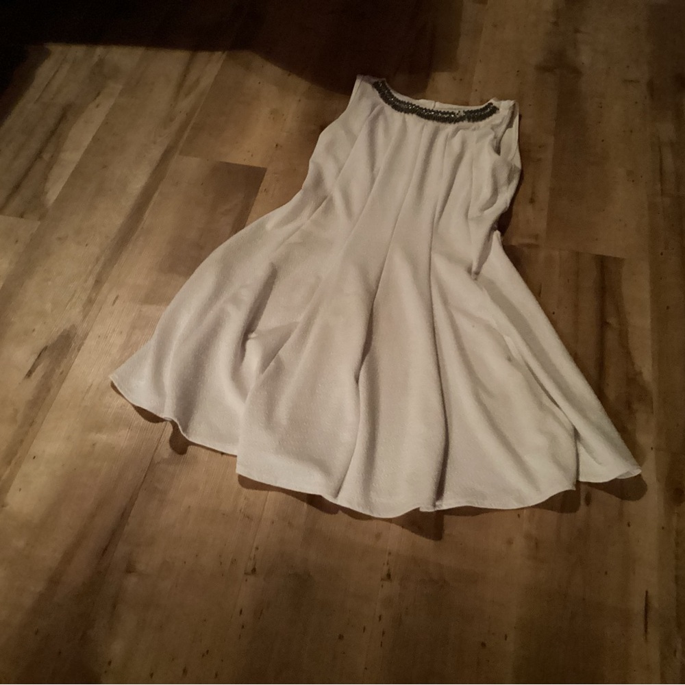 Haani petite PM dress off white beaded used fair condition